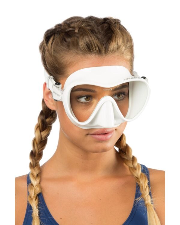 Visor Cressi F1 Frameless Buceo Snorkeling Apnea Sin-Marco Color Blanco - Image 6